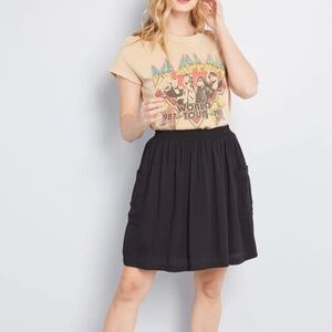 Modcloth Staycation Kickoff Black Mini Skirt NWOT
